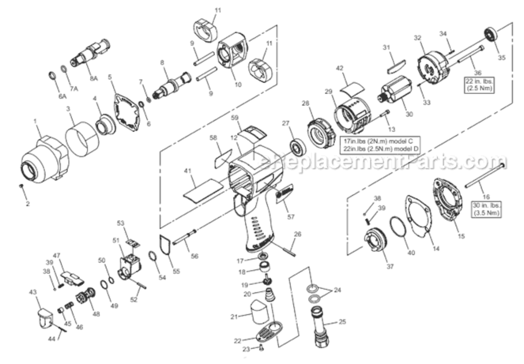 Page A Diagram and Parts List for CP7739 8941077390 Chicago Pneumatic Wrench